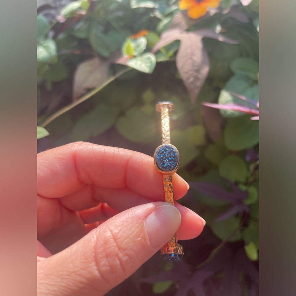 Blue Druzy Bangle Bracelet